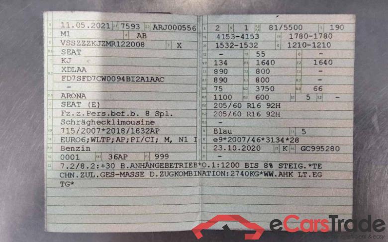Seat Arona (KJ7)(2017->) DE - SUV5 1.0 TSI EU6d, Style OPF (EURO 6d), 2020 - 2021 #4