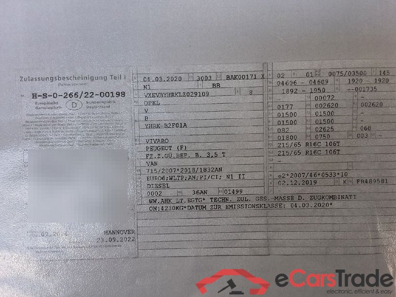 Opel _Vivaro ´19 Vivaro Kasten Edition S (L1) 1.5 75KW MT6 E6dT