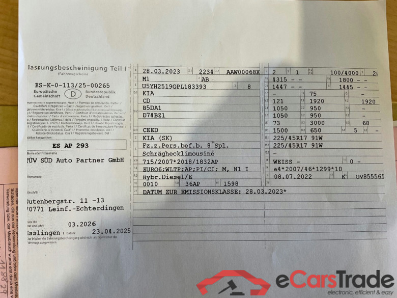 Ceed Spirit 1.6 CRDi 100KW AT7 E6d